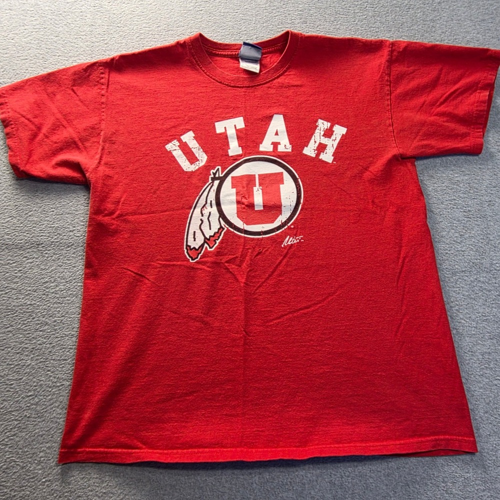 Utah Utes NCAA T-Shirt Mens Large Red Graphic Short Sleeve Tee Cadre Athletic‎